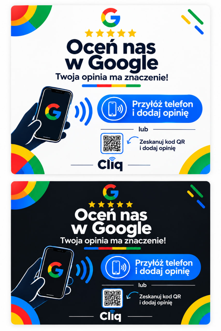 Tabliczka NFC/QR — Opinie Google